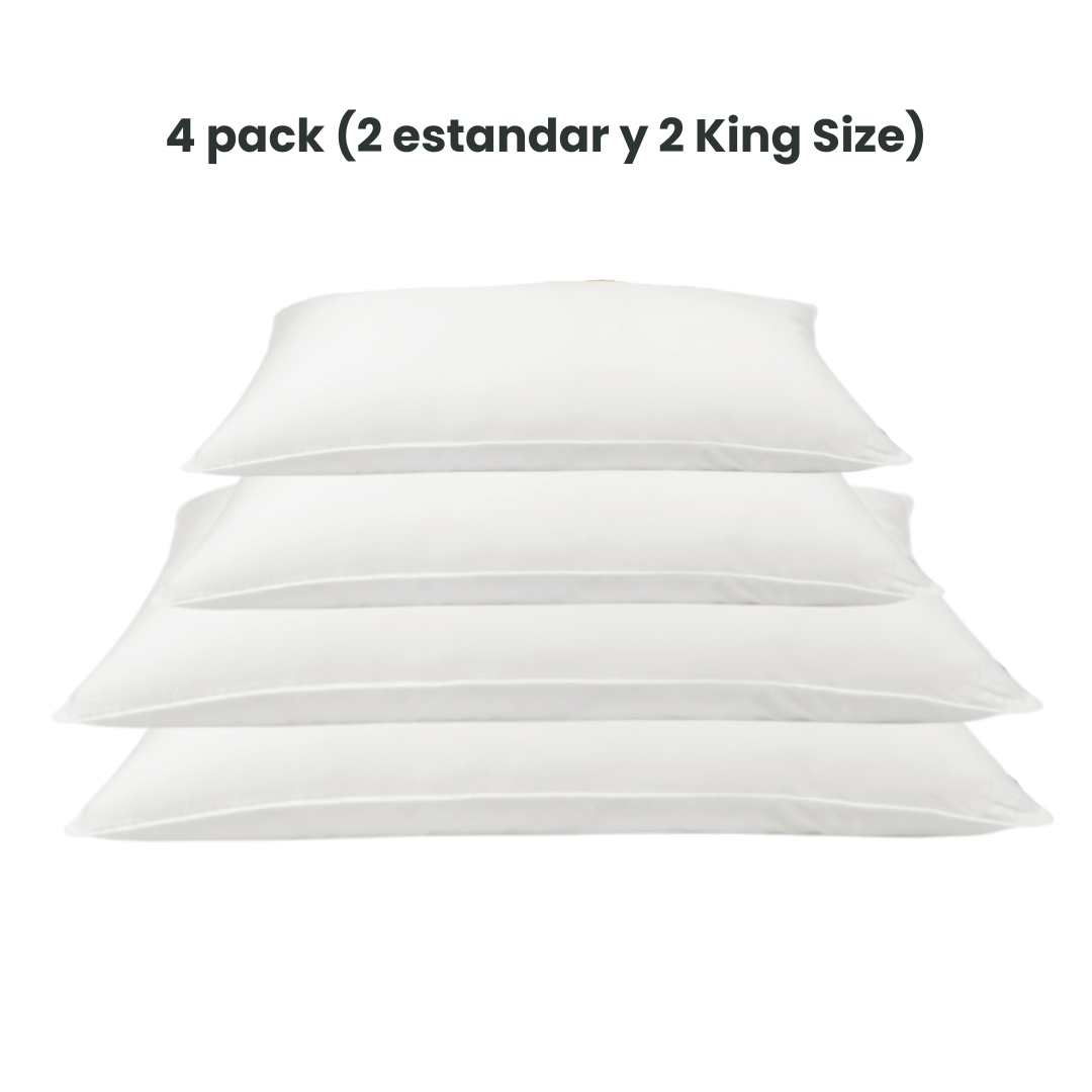 Pack de 4 Almohadas Suaves (2 estándar y 2 King Size)