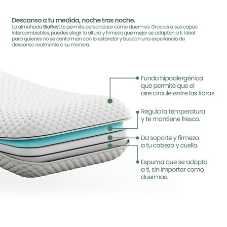 Almohada Bio Rest con 3 Capas Intercambiables